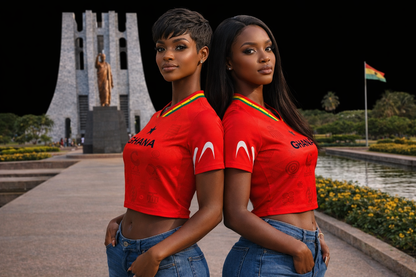 Women's Ghana Heritage Jersey Short-sleeve Cropped Red