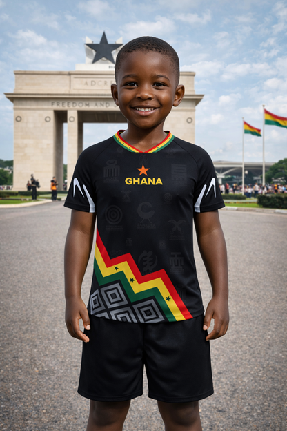 Kid's Ghana Heritage Jersey Short-sleeve Black