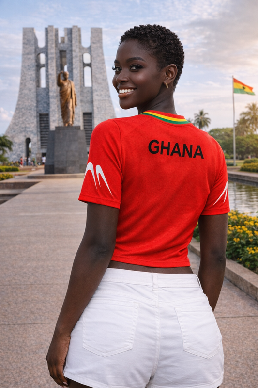 Women's Ghana Heritage Jersey Short-sleeve Cropped Red