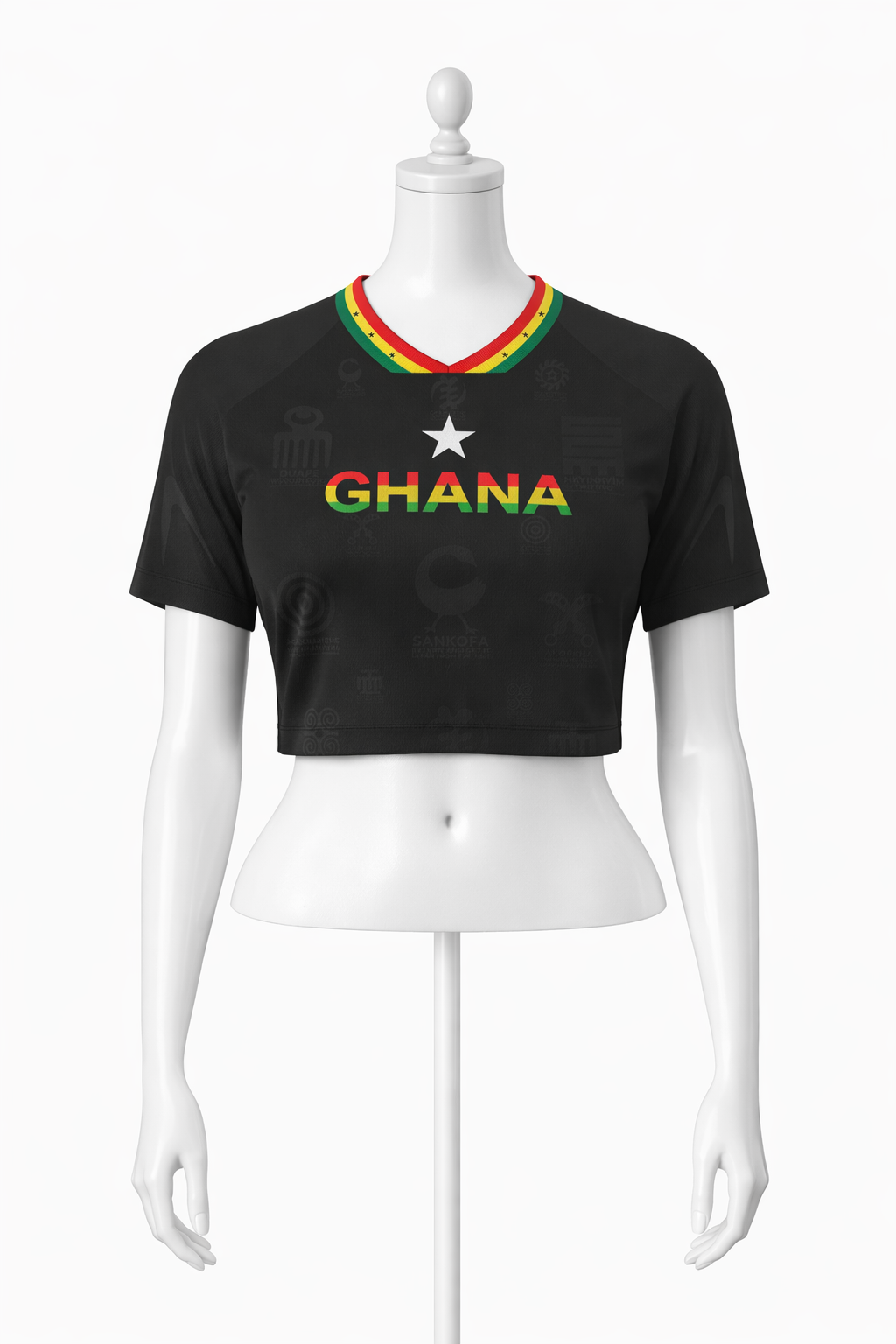 Women's Ghana Heritage Jersey Short-sleeve Cropped Black