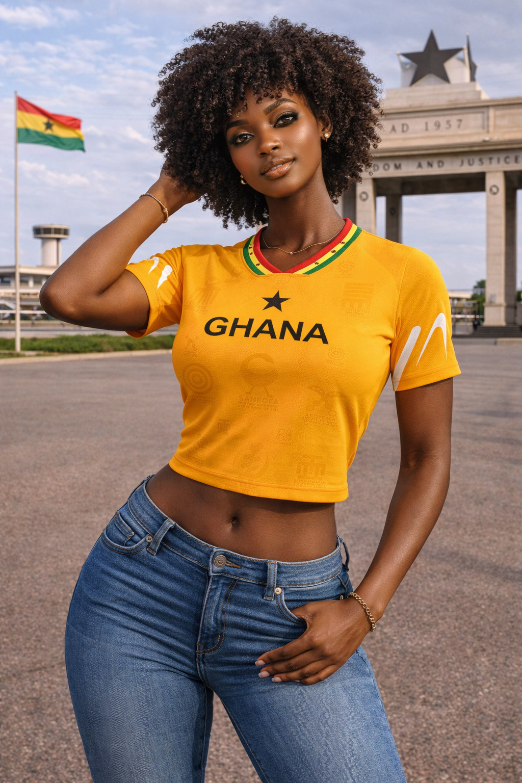 Women's Ghana Heritage Jersey Short-sleeve Cropped Gold