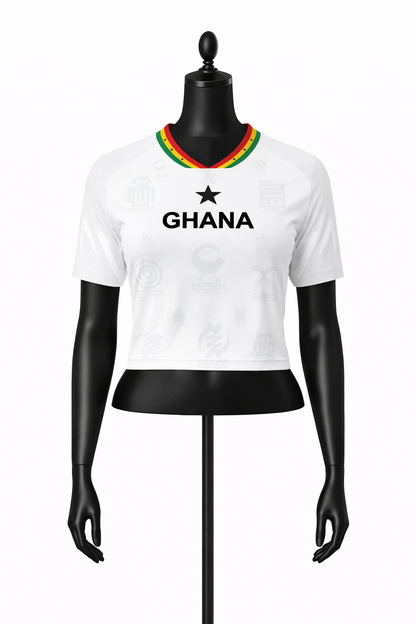 Women's Ghana Heritage Jersey Short-sleeve Cropped White