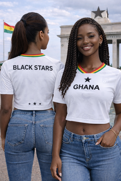 Women's Ghana Heritage Jersey Short-sleeve Cropped White