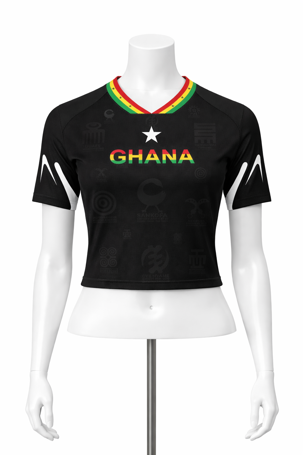 Women's Ghana Heritage Jersey Short-sleeve Cropped Black