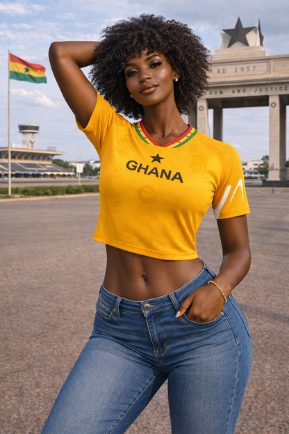 Women's Ghana Heritage Jersey Short-sleeve Cropped Gold