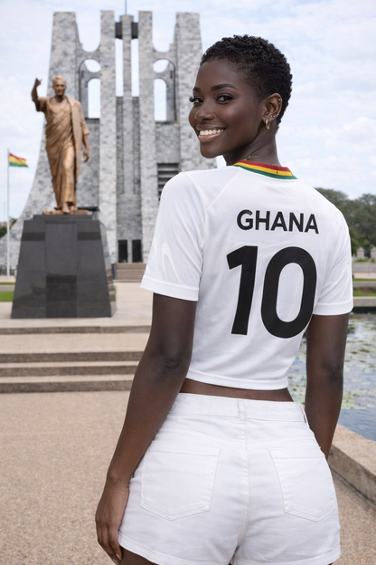 Women's Ghana Heritage Jersey Short-sleeve Cropped White