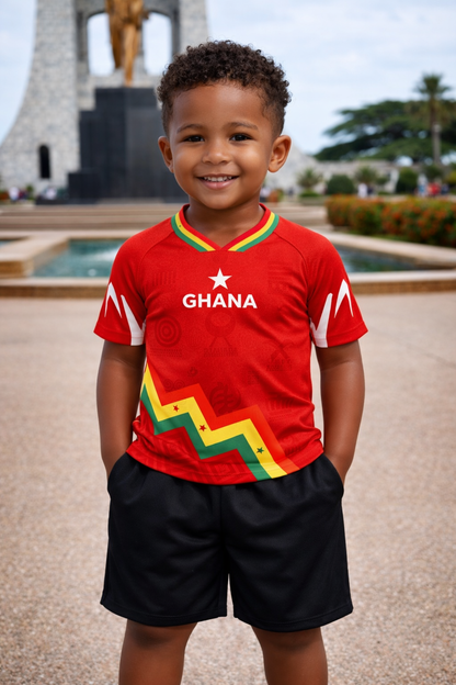Kid's Ghana Heritage Jersey Short-sleeve Red