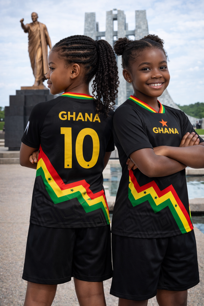 Kid's Ghana Heritage Jersey Short-sleeve Black