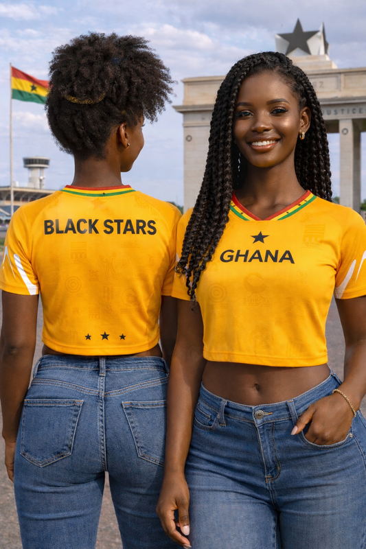 Women's Ghana Heritage Jersey Short-sleeve Cropped Gold