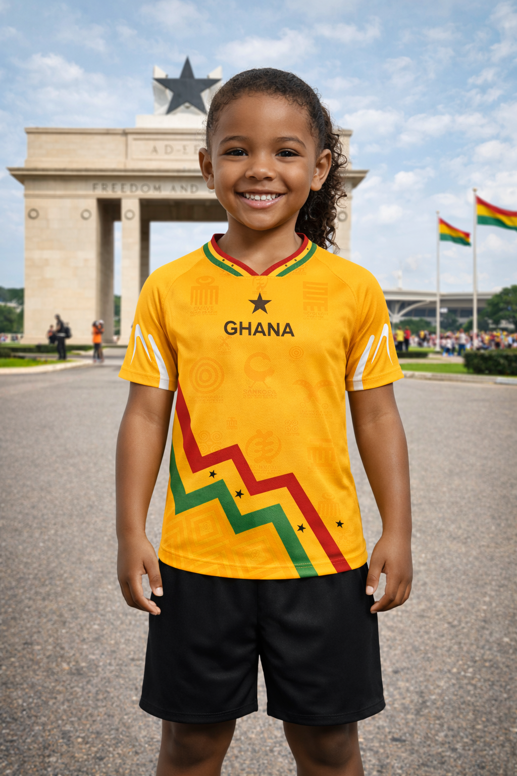 Kid's Ghana Heritage Jersey Short-sleeve Gold