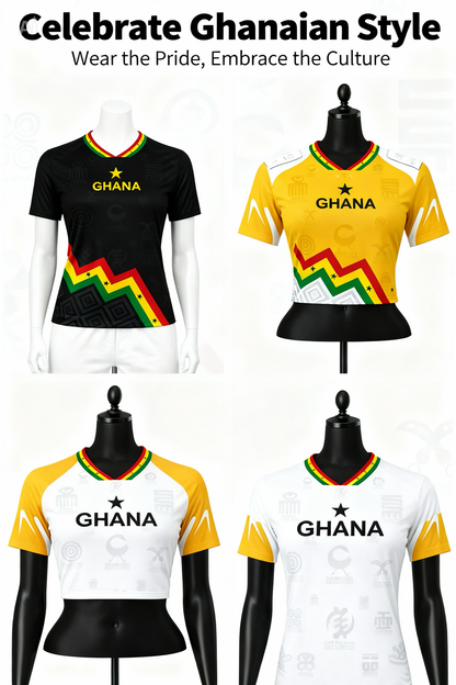 Women's Ghana Heritage Jersey Short-sleeve Cropped Red