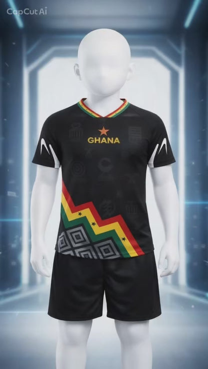 Kid's Ghana Heritage Jersey Short-sleeve Black