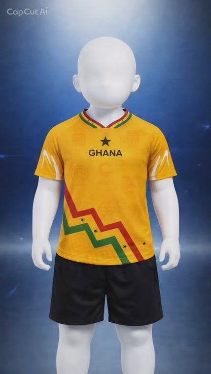 Kid's Ghana Heritage Jersey Short-sleeve Gold