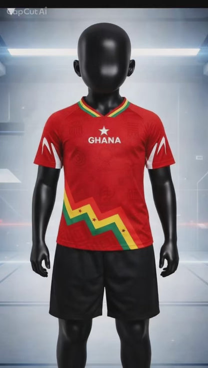 Kid's Ghana Heritage Jersey Short-sleeve Red